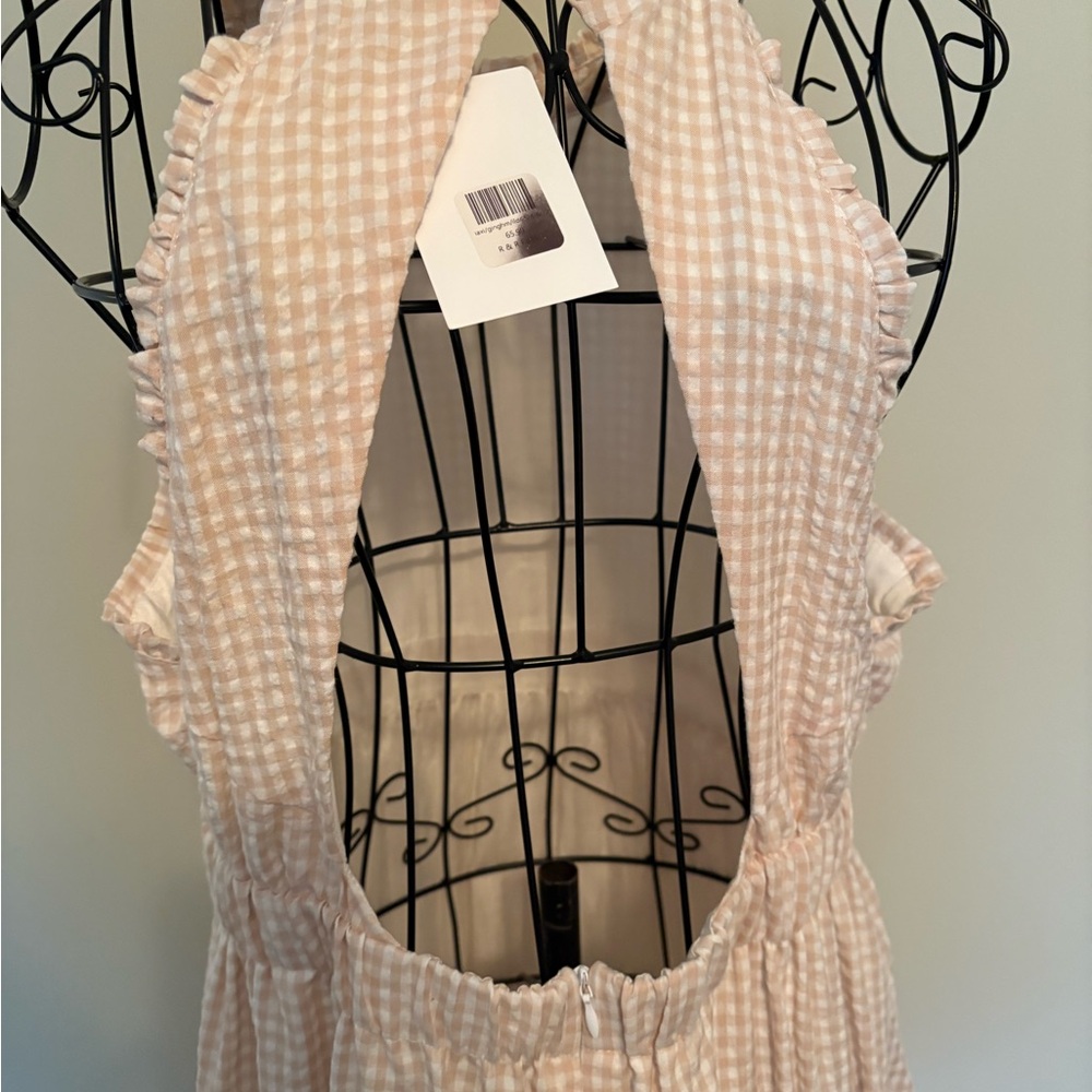 Cream Gingham Maxi Dress - Picture 2 of 4